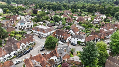 Beauitful village of Shere Surrey UK aerial drone