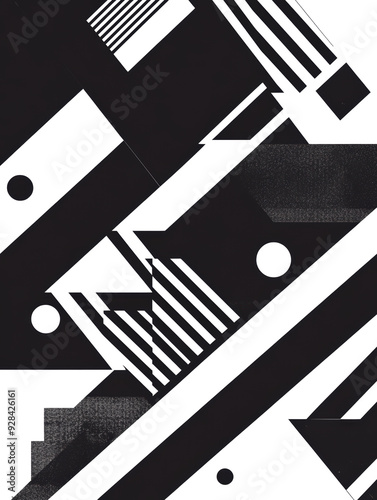 Dynamic Geometric Abstraction Monochrome Lines and Angles