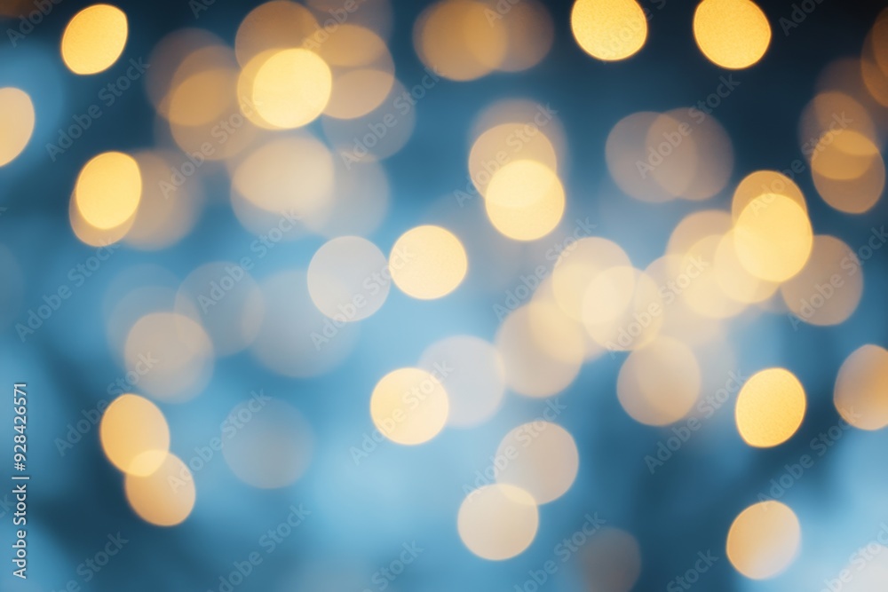 Fototapeta premium Golden blurred bokeh lights on black background. Glitter sparkle stars for celebrate. 