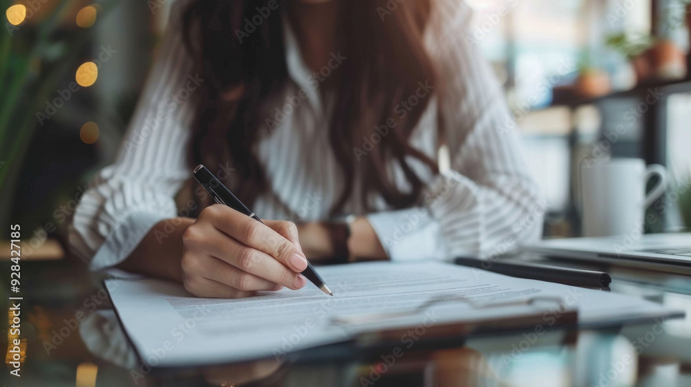 custom made wallpaper toronto digitalFemale hand holding pen and signing contract legal agreement buy or sell service business profitable confirm document deal done,