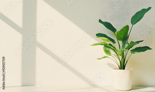 large green plant in a white ceramic pot, Generative AI