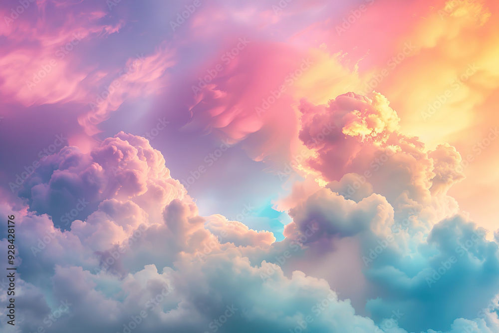 Generative ai on theme of beautiful tranquil landscape with magical bright rainbow at cloudy sky Generative ai on theme of beautiful tranquil landscape with magical bright rainbow at cloudy sky