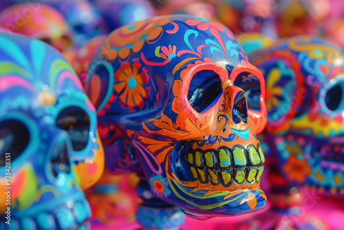 Beautiful greeting card with bright holiday composition for happy to joy celebrate dia de muertos