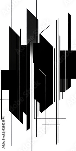 Minimalist Geometric Abstraction Monochrome Lines and Shapes