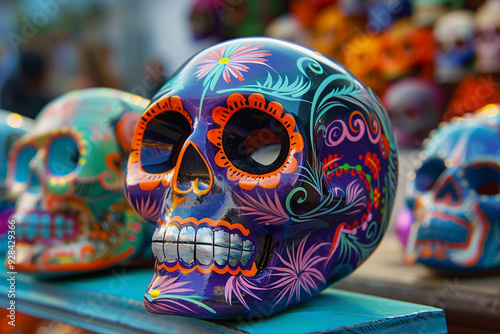 Beautiful greeting card with bright holiday composition for happy to joy celebrate dia de muertos