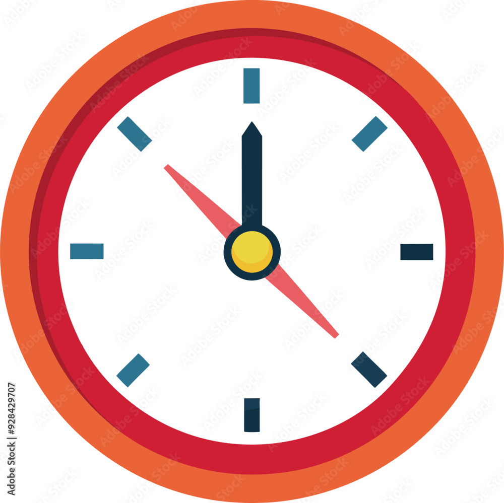 Orange wall Clock illustrations on white background generated Ai Orange wall Clock illustrations on white background generated Ai