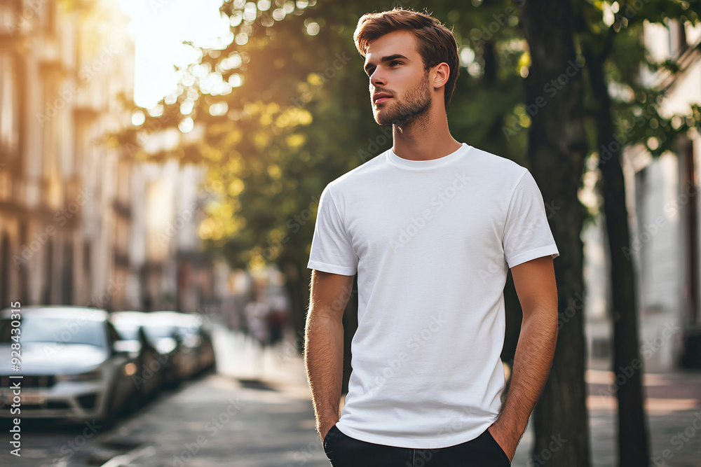 Set Mockup of a t-shirt 3D rendering, with a round neck, universal clothing for women, men, isolated on background. Template of fashion clothes for branding, place for design