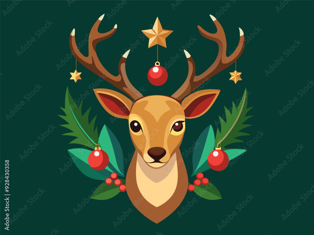 Christmas deer illustration generated by ai Christmas deer illustration generated by ai