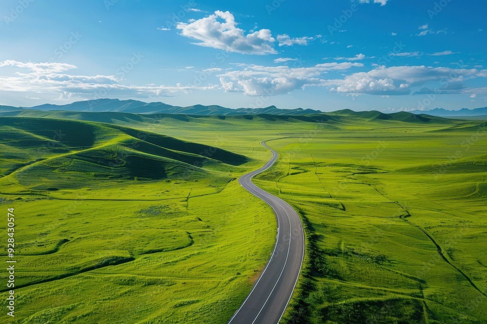 Naklejka premium Scenic road in Inner Mongolia s western grassland