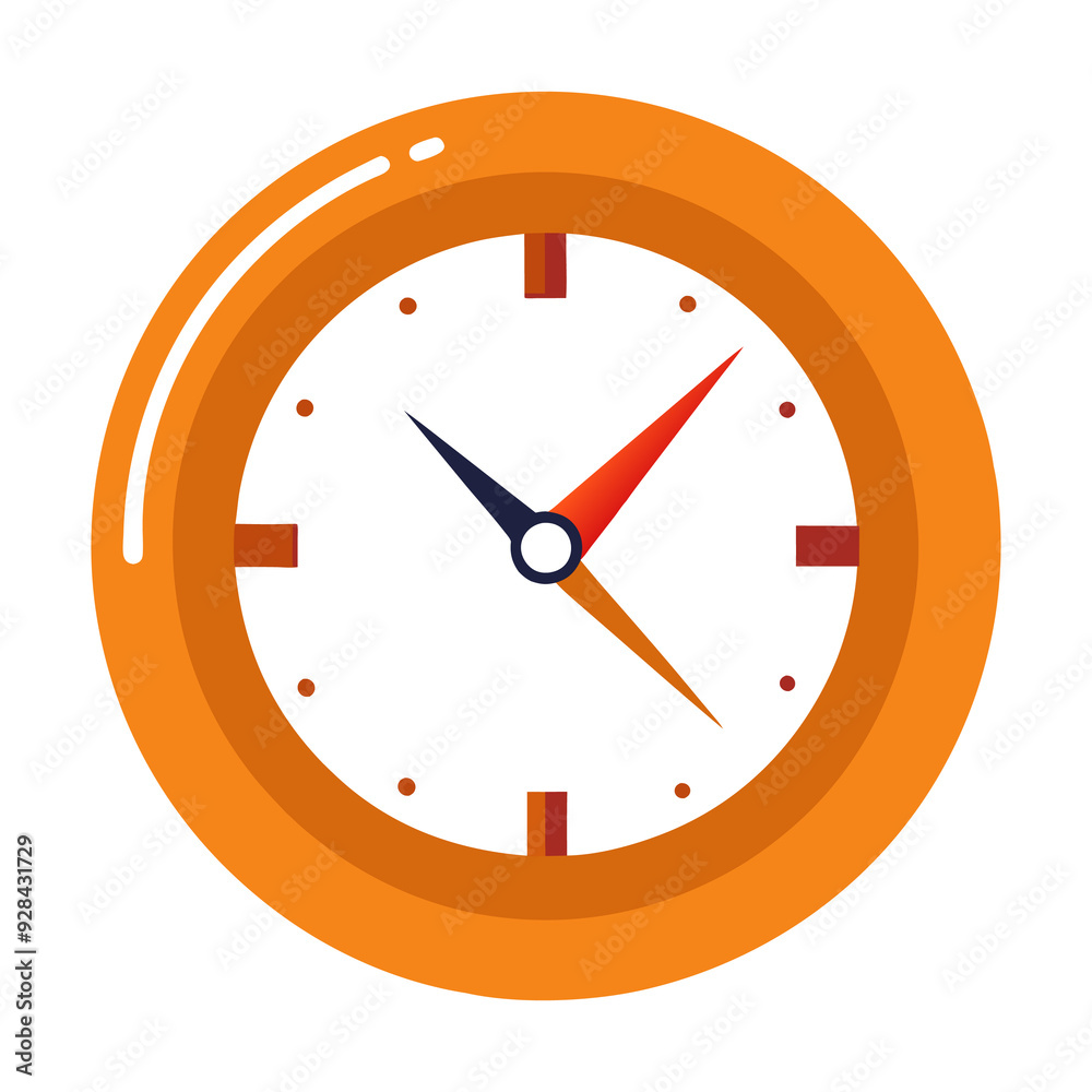 Orange wall Clock illustrations on white background generated Ai Orange wall Clock illustrations on white background generated Ai