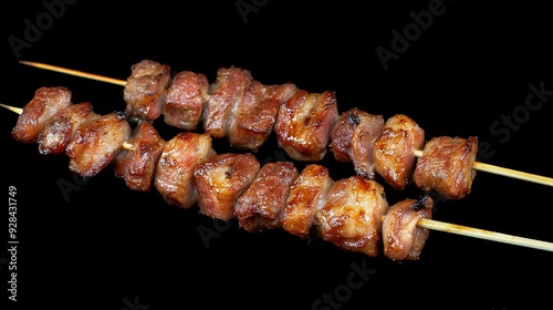 Skewers of Meat on Sticks, Pantonepunk Style, Crisp, Hyper-Realistic Photography photo