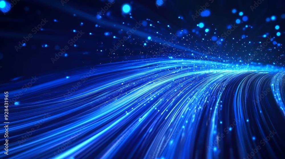 Blue light streak, fiber optic, speed line, futuristic background for 5g or 6g technology wireless data transmission, high-speed internet in abstract Blue light streak, fiber optic, speed line, futuristic background for 5g or 6g technology wireless data transmission, high-speed internet in abstract