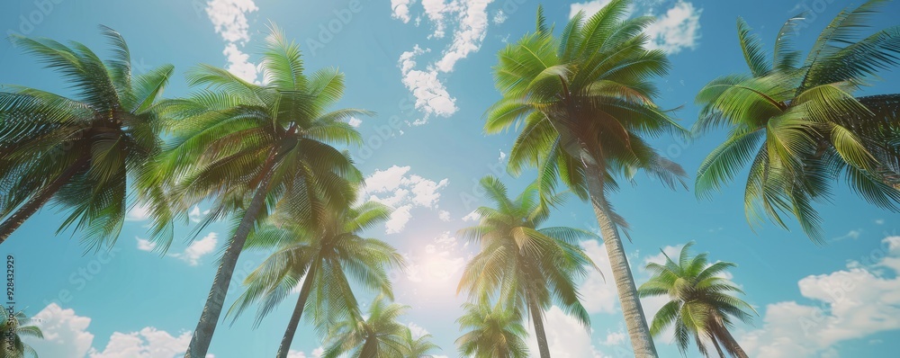 Majestic palm trees swaying in the breeze, 4K hyperrealistic photo Majestic palm trees swaying in the breeze, 4K hyperrealistic photo