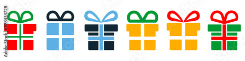 set of gift box icon, present, Christmas Present, Birthday Present, Valentine Present, Giving. icon symbol ui and ux design, glyphs