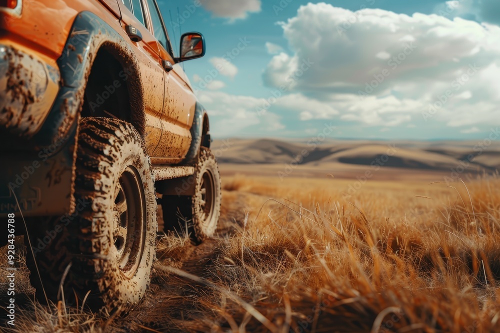 Truck s wheel off roading in steppe for adventure Truck s wheel off roading in steppe for adventure