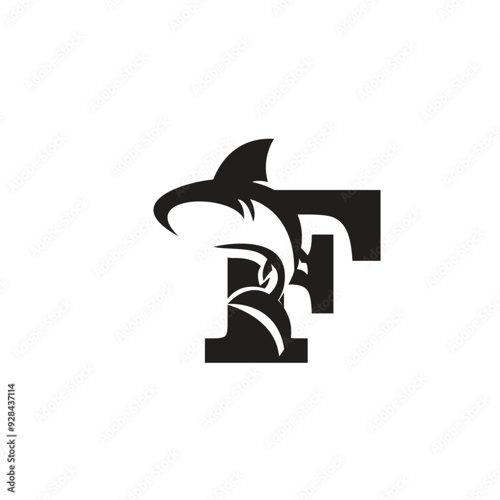 Letter F Shark Logo icon vector