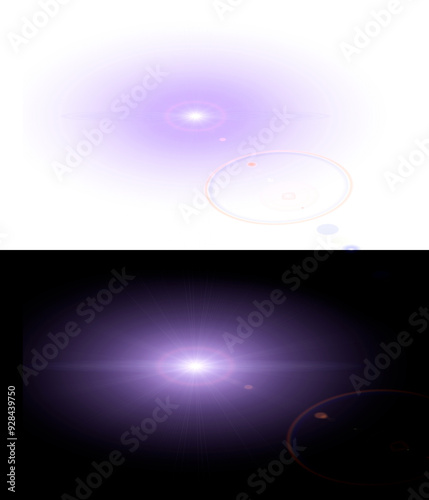 Lens flare design element. PNG format with transparent background and on black.