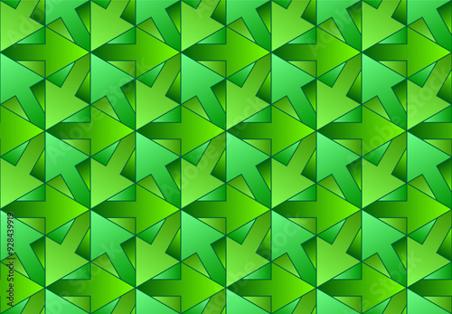 Green arrows tessellation seamless pattern background. Recycling concept.