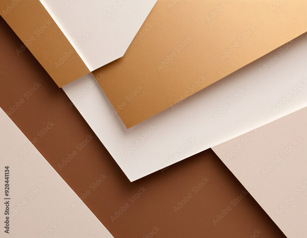 Elegant white overlap brown shade background with line golden elements. Realistic luxury paper cut style 3d modern concept. Ai generated image. Elegant white overlap brown shade background with line golden elements. Realistic luxury paper cut style 3d modern concept. Ai generated image.