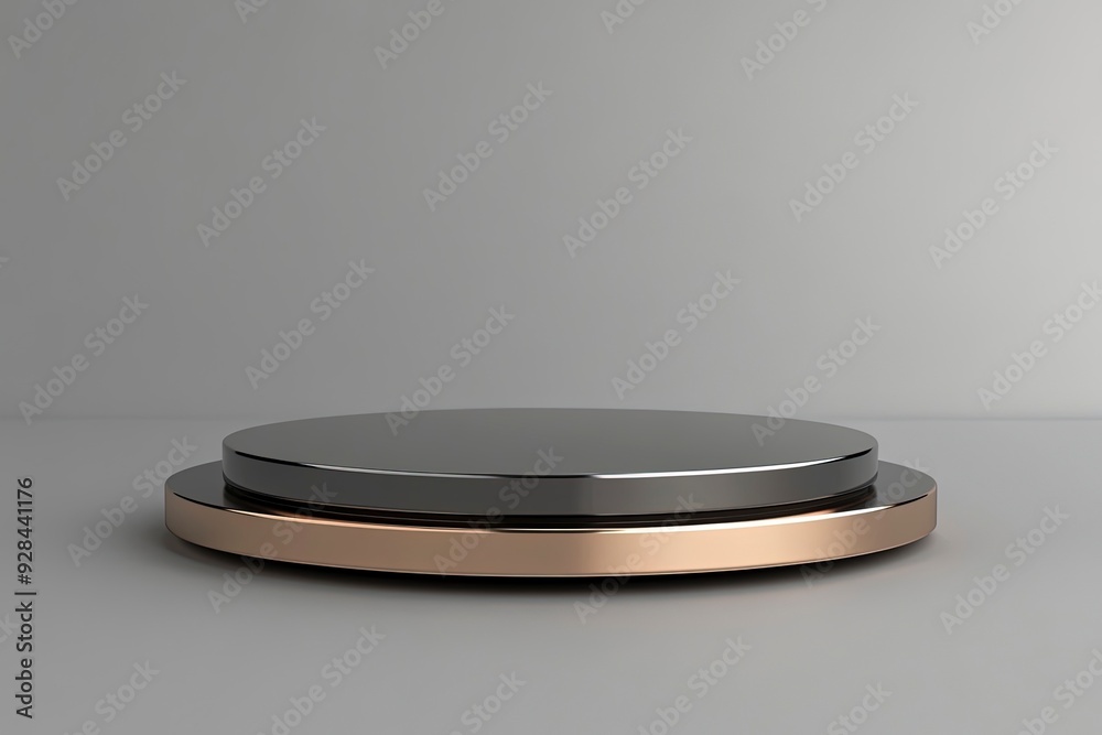 Metal podium isolated on gray background. Product display. 3d illustration. Generative ai Metal podium isolated on gray background. Product display. 3d illustration. Generative ai
