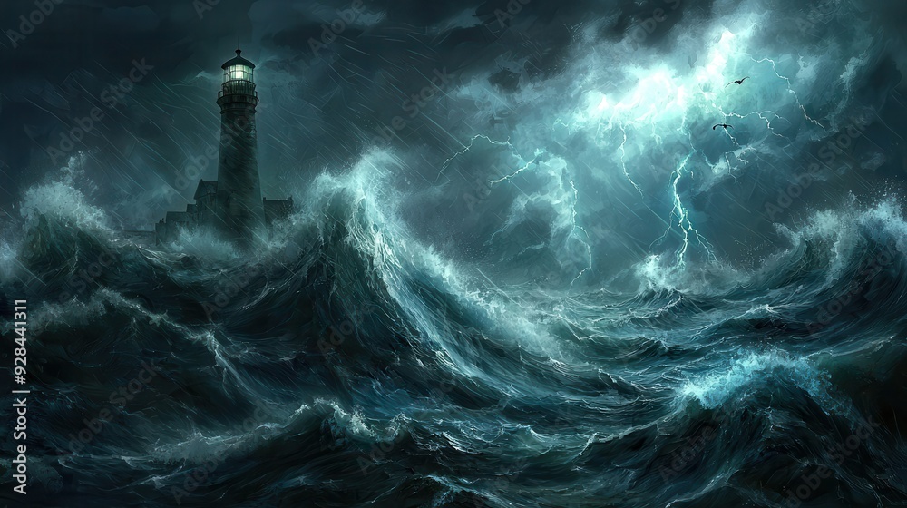 Lighthouse in a Storm.