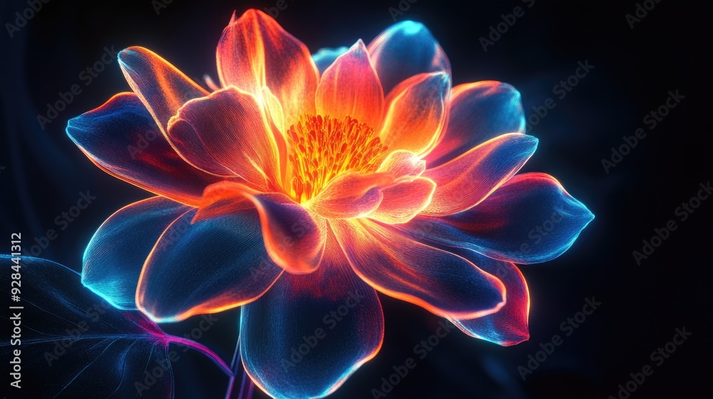 Glowing flower in darkness Glowing flower in darkness