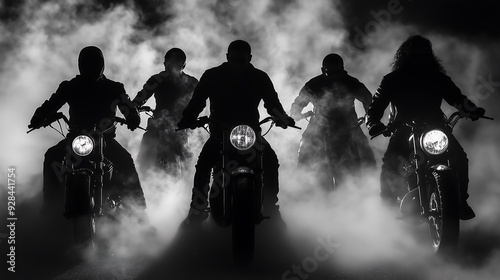 motorcycle gang sillhouette