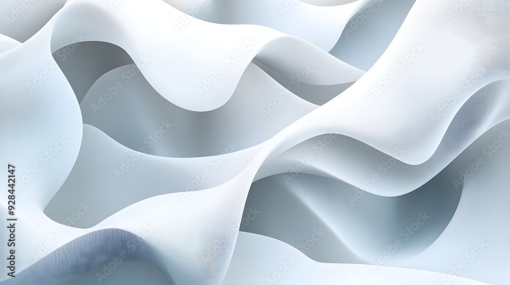 Fototapeta premium 79. Abstract 3D design showcasing layered geometric forms and smooth curves creating a dynamic pattern isolated on a pristine white background.