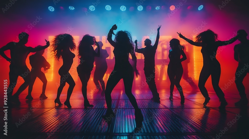 sillhouette people dancing in the club sillhouette people dancing in the club