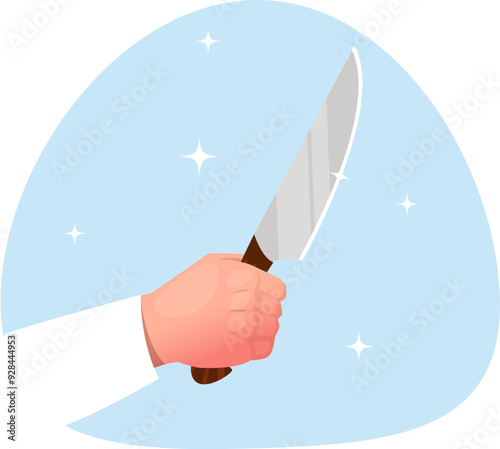 chef is holding a large kitchen knife