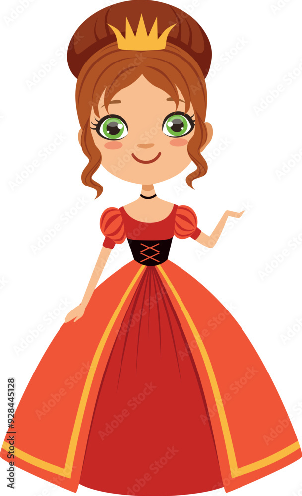 Fantasy princess character. Queen girl in golden crown Fantasy princess character. Queen girl in golden crown