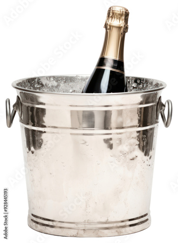 PNG Bucket champagne bottle white background refreshment. photo