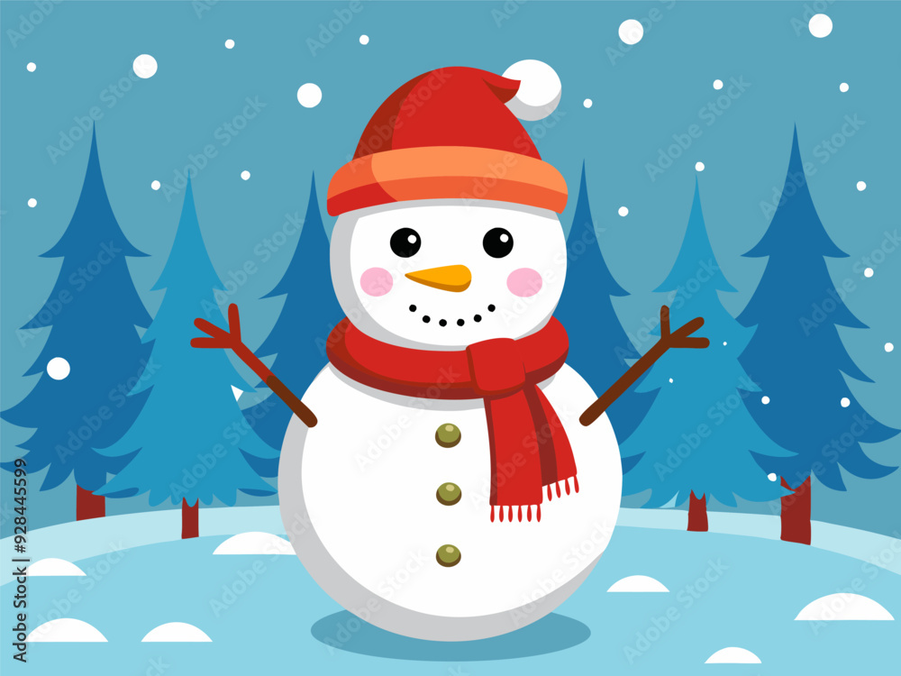 Christmas snowman illustration generated by ai Christmas snowman illustration generated by ai