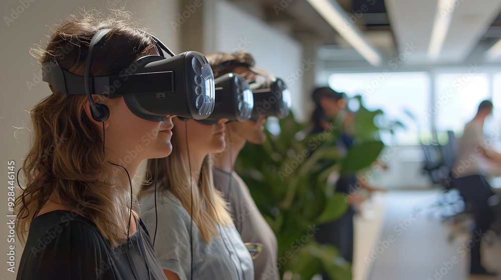 Virtual Team Building Exercise in the Office with VR Headsets Virtual Team Building Exercise in the Office with VR Headsets