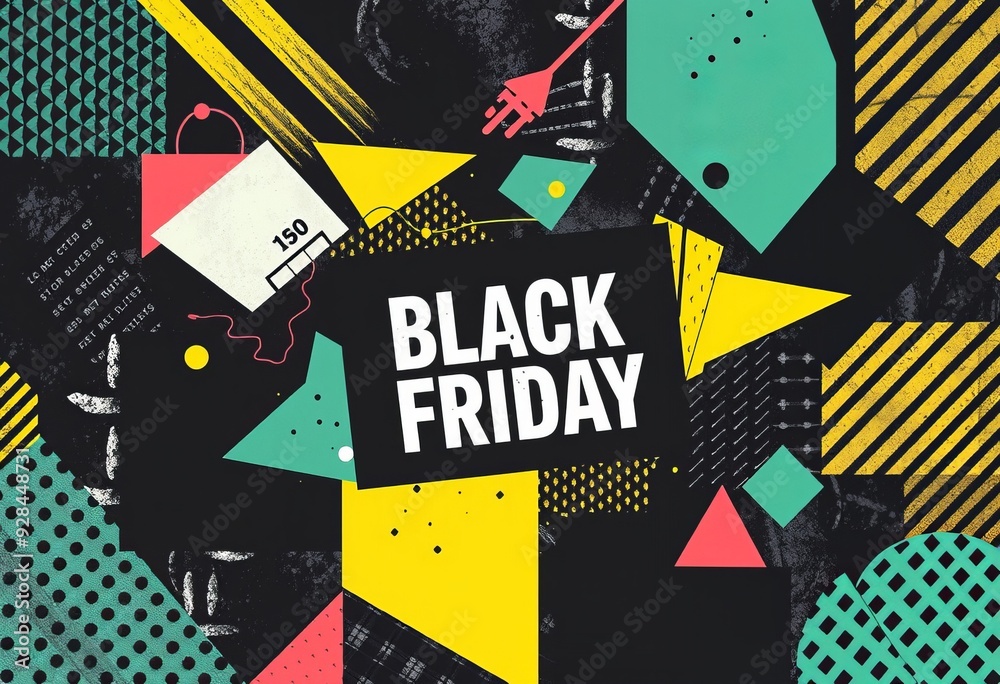 custom made wallpaper toronto digitalBlack Friday A digital collage piece with bold geometric shapes