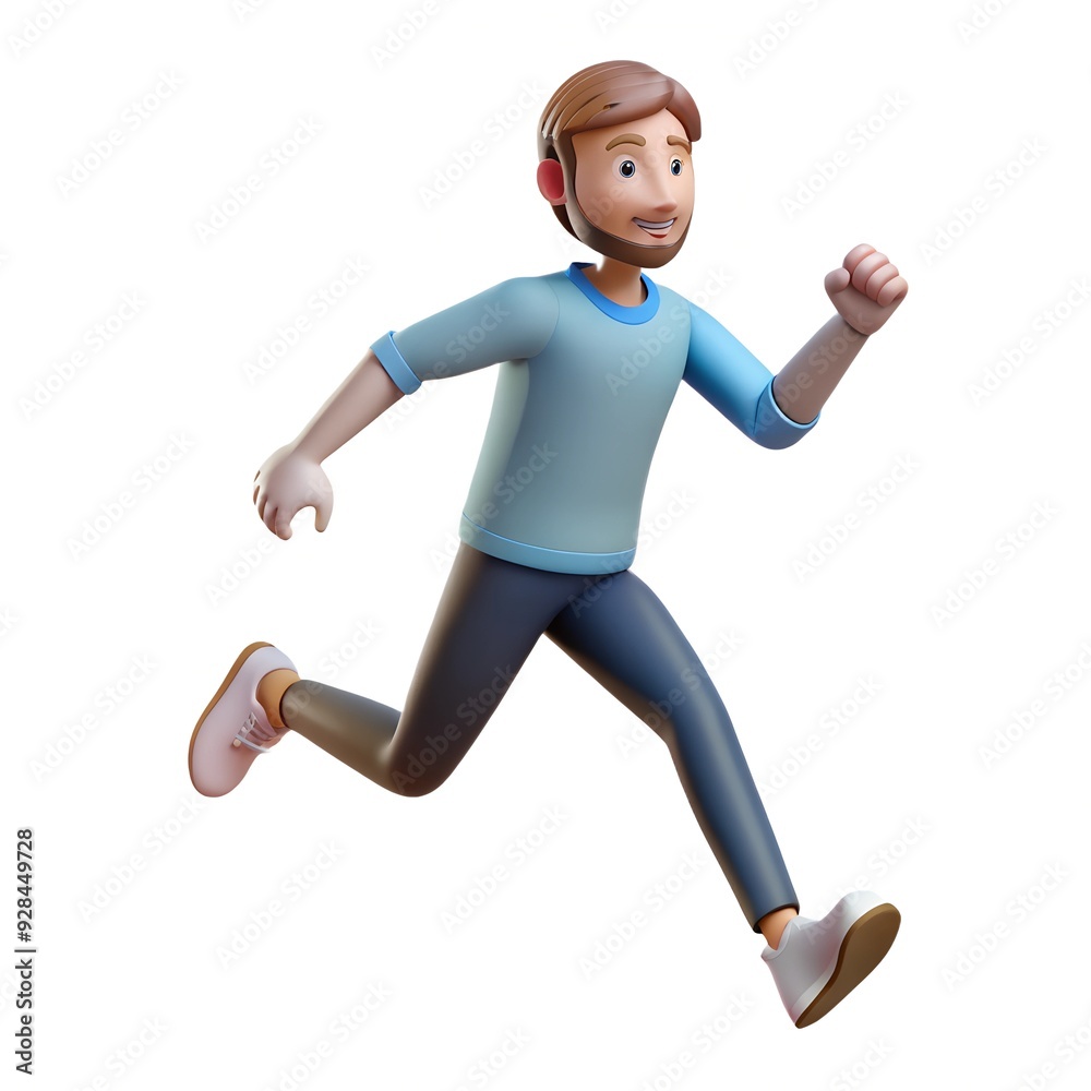Adorable 3d character a man running 3d art. Adorable 3d character a man running 3d art.