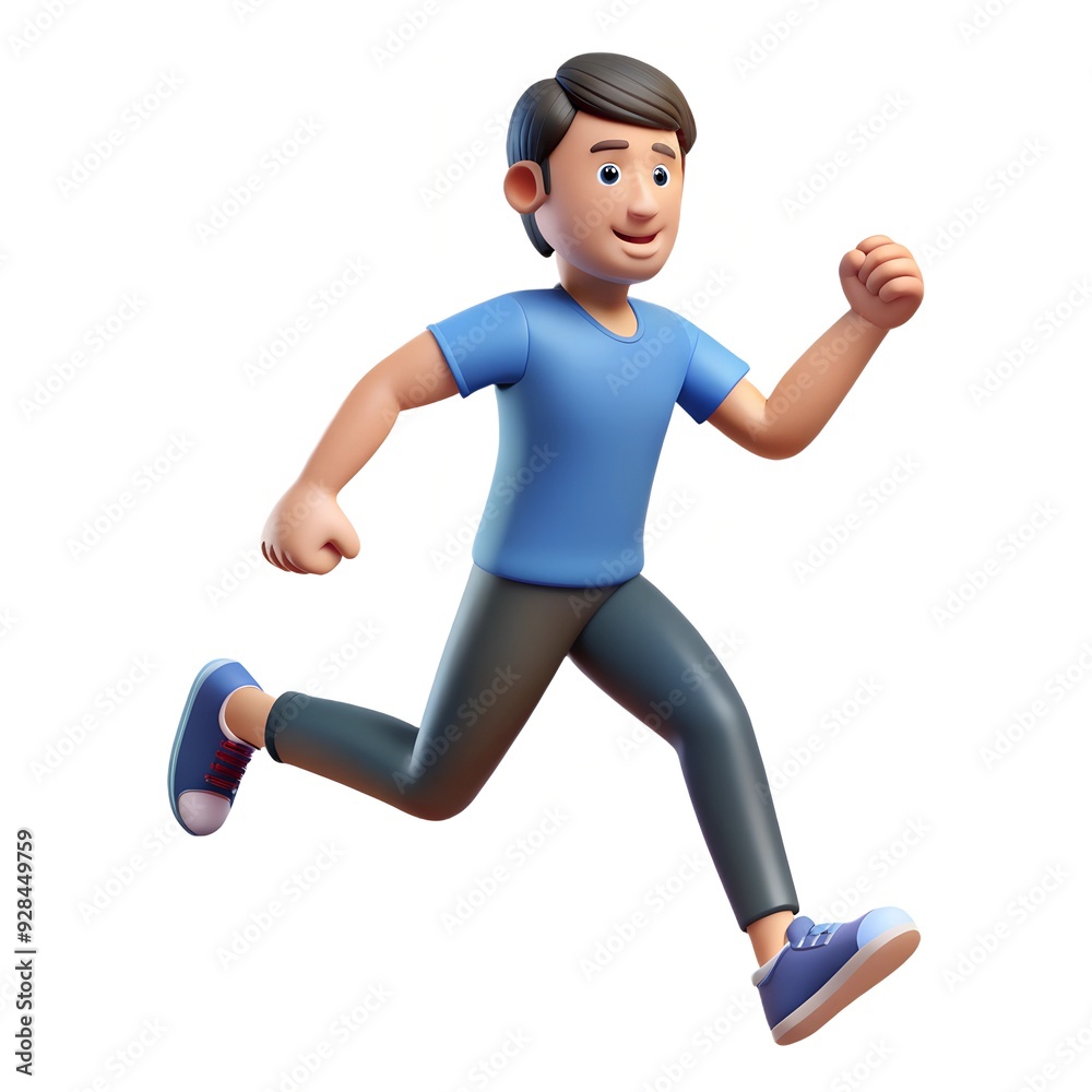 Adorable 3d character a man running 3d art. Adorable 3d character a man running 3d art.