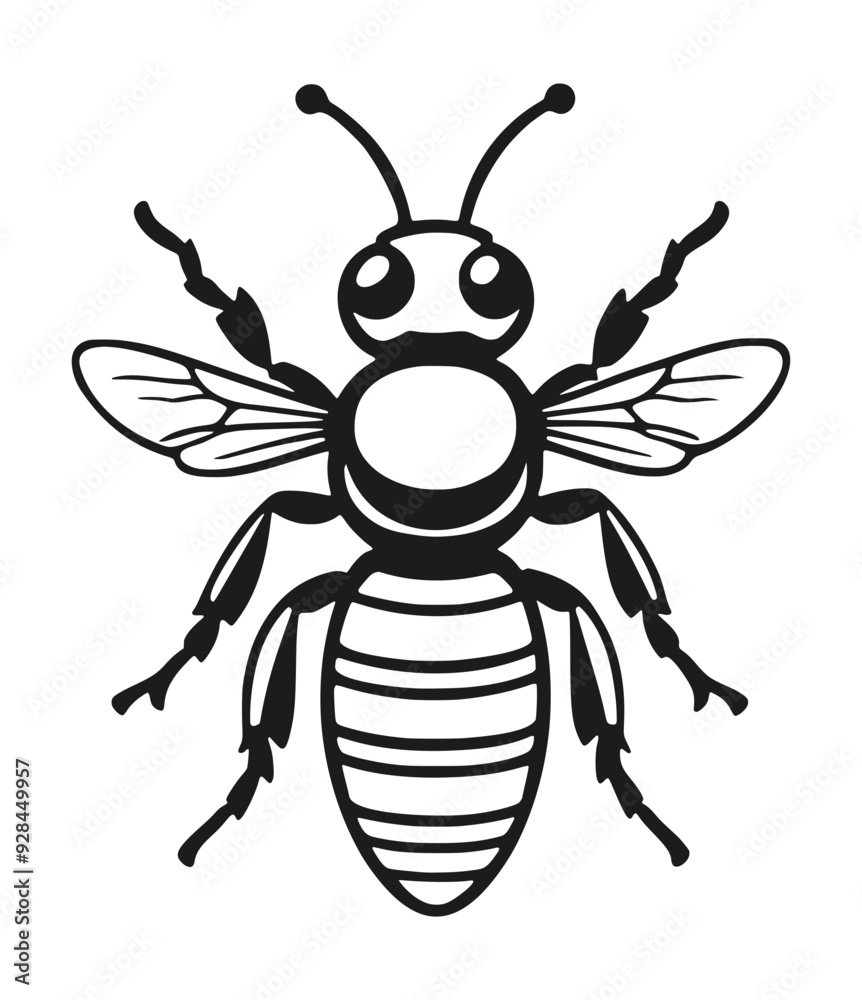 Bee Engraving Drawing Of Black Silhouette Vector Bee Engraving Drawing Of Black Silhouette Vector