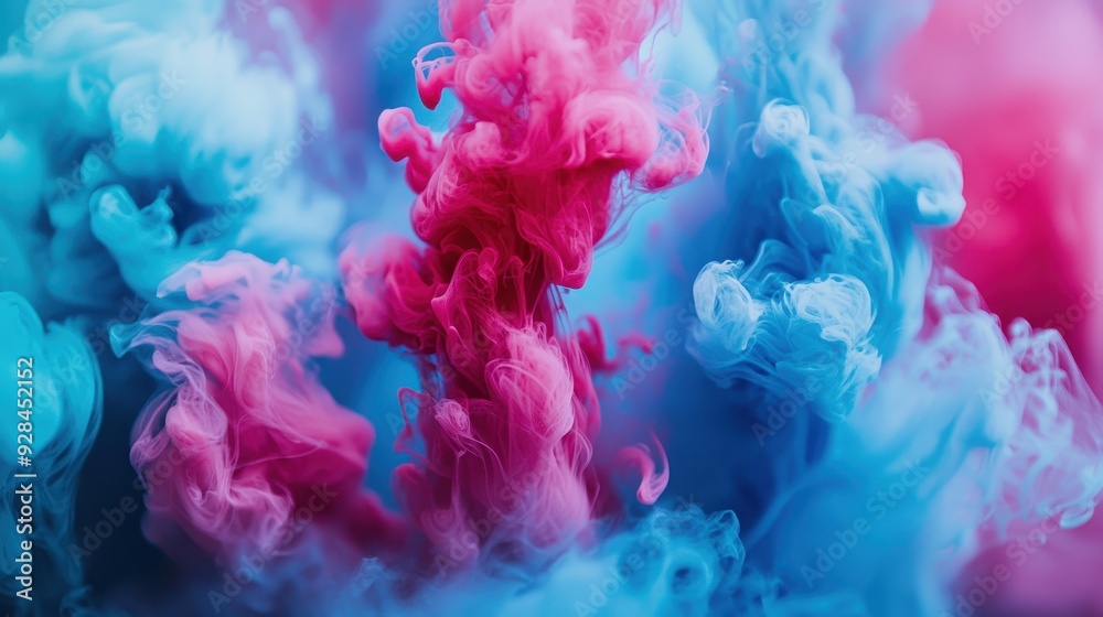 Obraz premium Abstract Blue and Pink Ink Swirls.