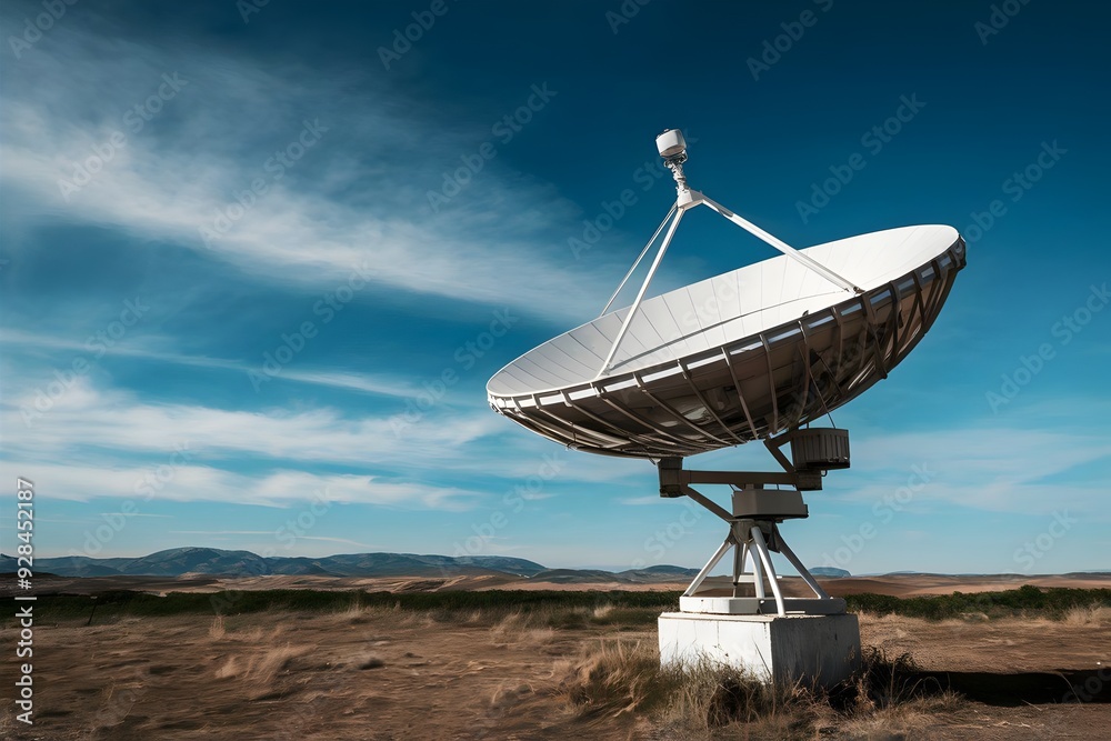 satellite dish on top of a hill or mountain antenna communication technology blue sky satellite dish on top of a hill or mountain antenna communication technology blue sky