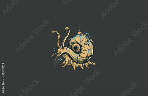 creepy snail t-shirt logo design artwork vector illustration