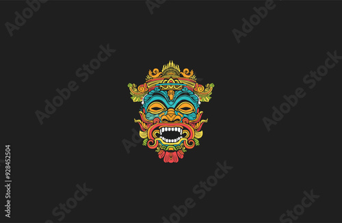 Barong Traditional Balinese Mask art design vector illustration