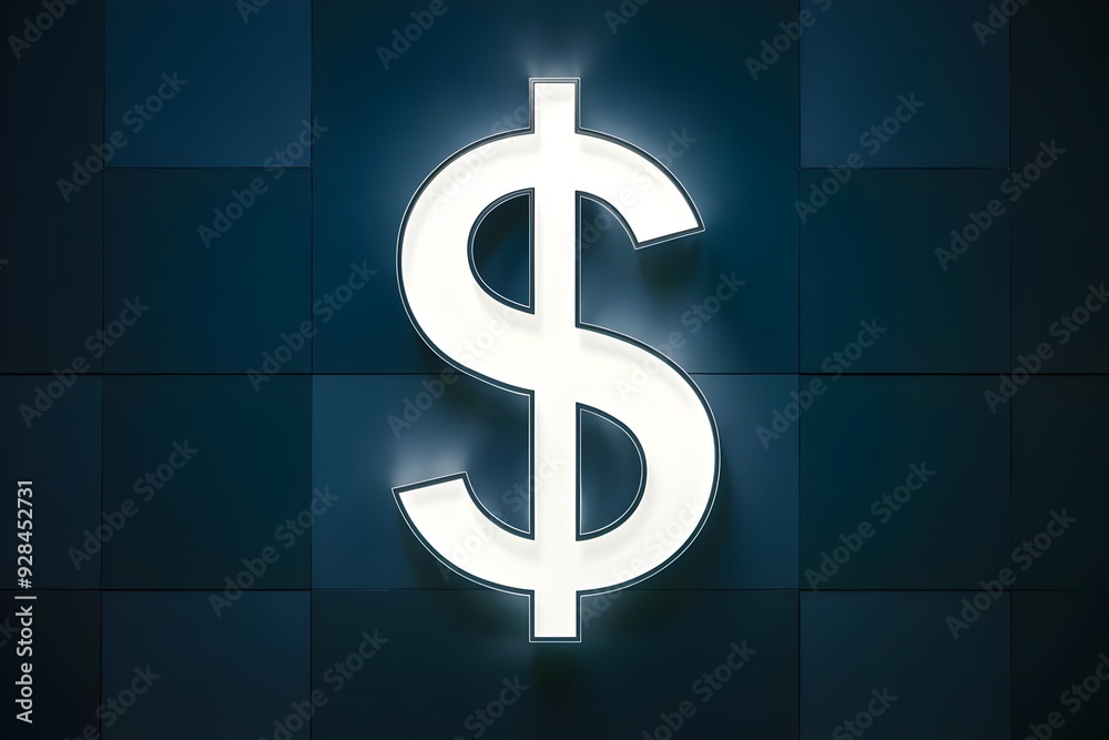 Obraz premium Dollar sign on a dark blue background success and financial success wealth generation and economy development