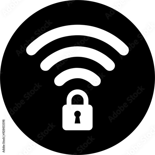 Secure wifi connection or protected connection to the Internet, password needed. Access denied or protected. svg for the web. Icon.