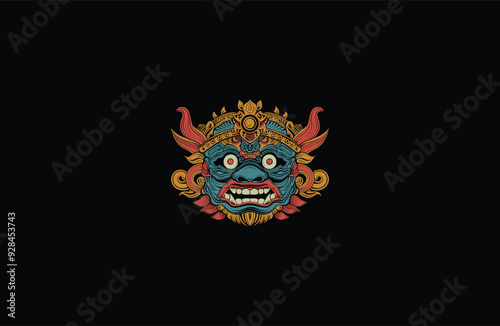 Barong Traditional Balinese Mask art design vector illustration