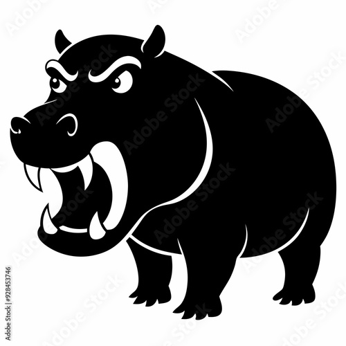  A angry hippopotamus black vector silhouette photo