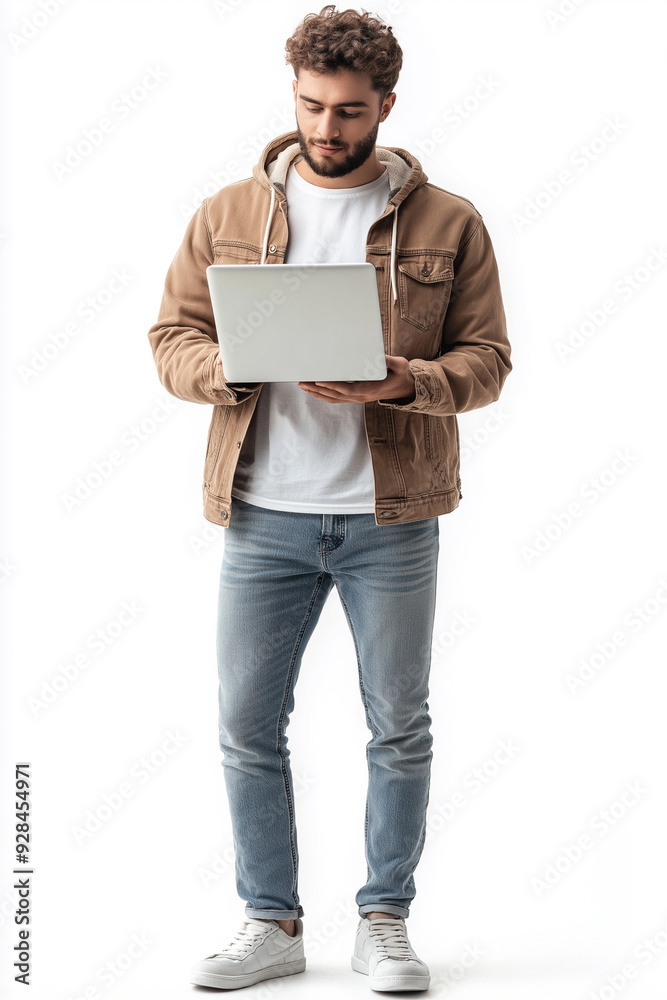 young man working on laptop