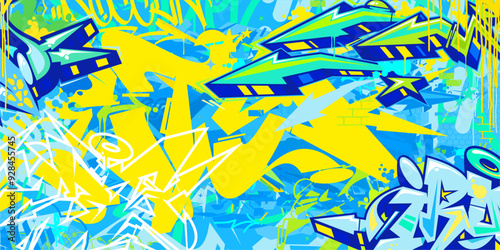 Cool Trendy Abstract Hip Hop Urban Street Art Graffiti Style Vector Illustration Background Template