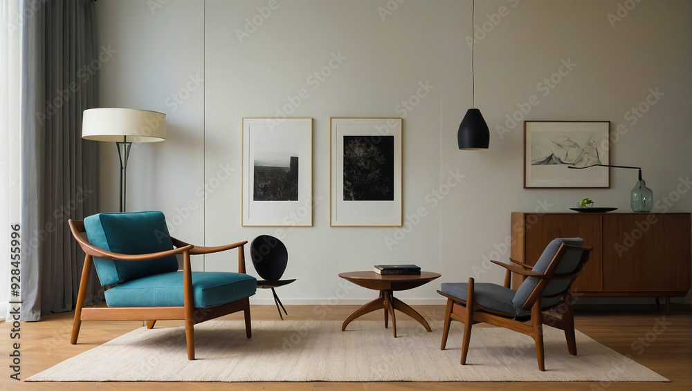 Modern style living room decorated to look simple.AI generated Modern style living room decorated to look simple.AI generated
