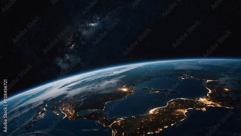 Fototapeta premium A dark photo of the earth in the galaxy